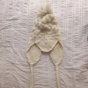 White Forever 21 White Knit Pom Tassel Hat